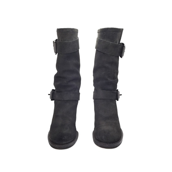 Vera Wang Lavender Dark Green Suede Pull-On Boots - Picture 5 of 8